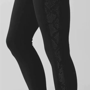 Black Lululemon Leggings with Patterned Side Detail